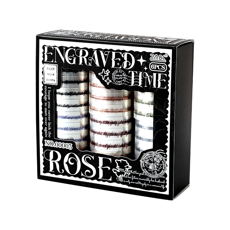 Inscripción Tiempo Transparente Impermeable Pet Retro Frases en inglés Cuenta manual Diy Material de base Cinta decorativa Conjunto de caja