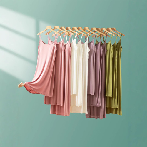 Modest Strapless Dress Spring Summer Loose Plus Size Home Underwear Long Dress Slip Dress with Straps Summer