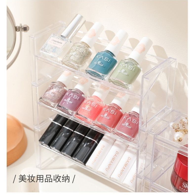阶梯式展示陈列架多层可叠加化妆品置物架桌面ins透明吧唧亚克力|undefined