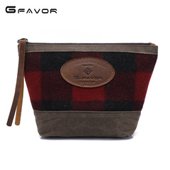 2024 New Men's Grab Bag Oil Wax Canvas Toothbrush Bag British Retro Hand Held Leather Storage Bag