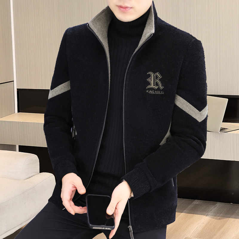 KUBAI 백화점 고급 남성 캐주얼 재킷 기모 두꺼운 따뜻한 패션 칼라 재킷 잘 생긴 스타일