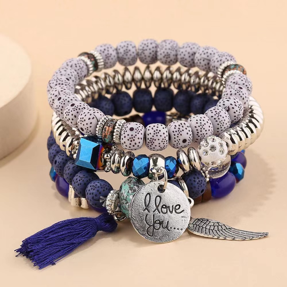 Casual Retro Letter Alloy Wood Unisex Bracelets display picture 11