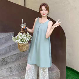 韩系巨好看的叠穿吊带裙套装女夏季2026新款镂空蕾丝阔腿裤两件套
