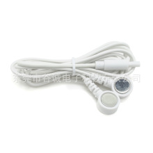 工厂定制 DC2.5MM公直头 一拖二 电极磁吸扣 按摩仪器ECG导联线