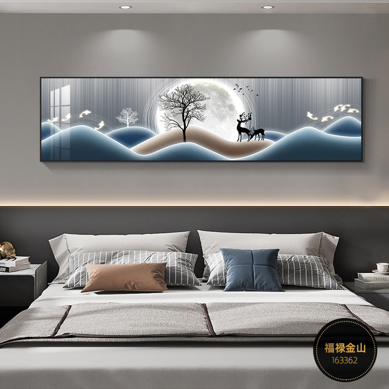 Decoración del dormitorio cuelga la cabeza de la cama pintura cálida Fu Lu sala de estar dormitorio principal pintura de pared de fondo mural de habitación moderna simple image 1