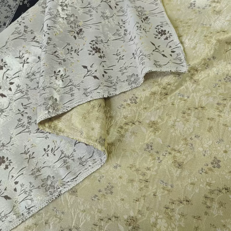 中国风田园风小碎花色织提花面料肌理感光泽手包服装旗袍布料