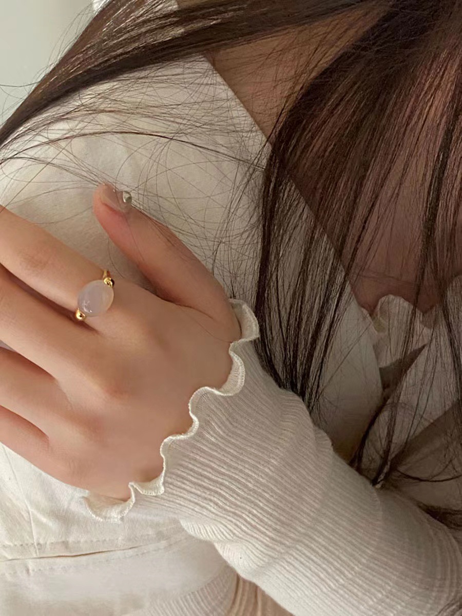 925 Sterling Silber Achat Oval Offener Ring display picture 4