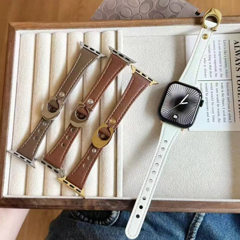 Horseshoe buckle magnetic clasp leather watch strap, compatible with Apple Watch bands for iWatch 8, 9, 10, 11, 12, and SE smartwatches