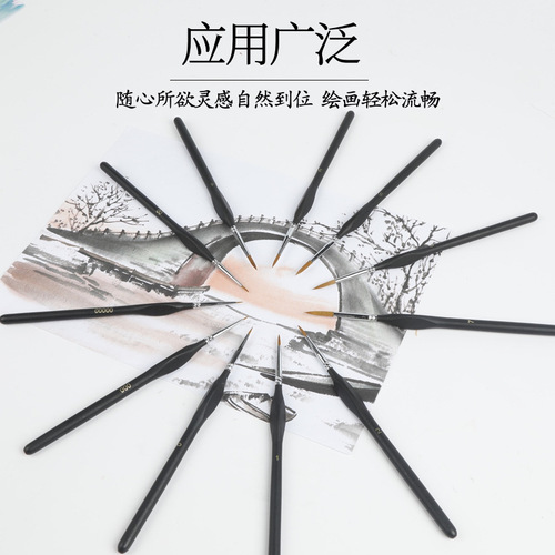 Cross-border triangular-hair wolf-hair outlining brush, gouache & watercolor edging pen, nail art pen, line-drawing brush, hand-painted oil painting brush—wholesale
