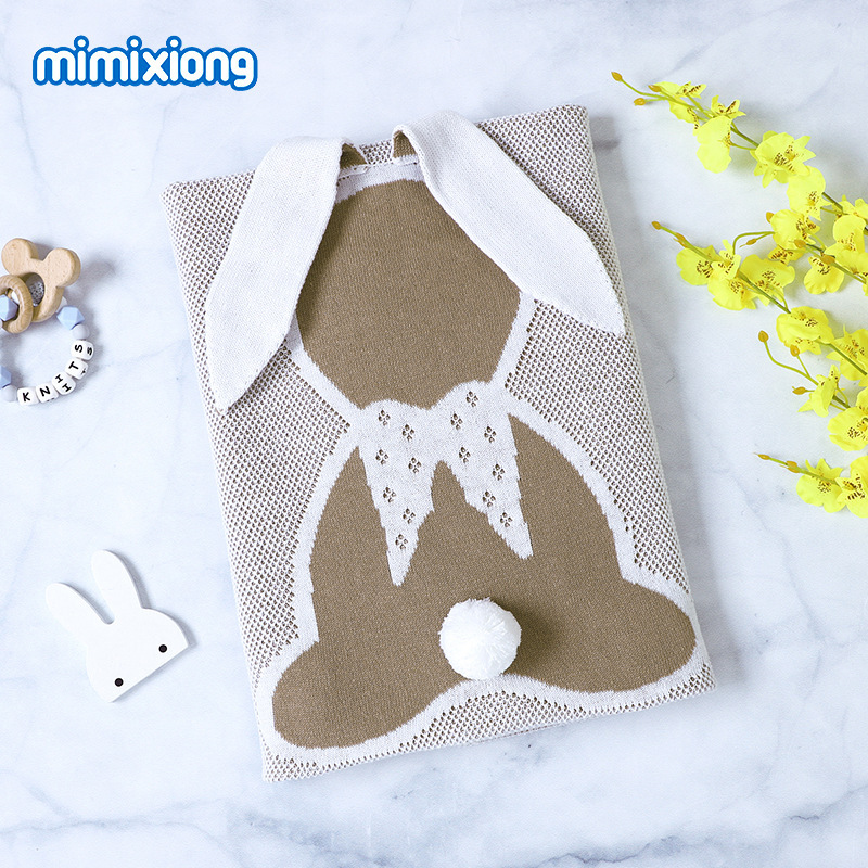 Ins venta caliente primavera y verano orejas de conejo manta de conejo tridimensional manta de punto de bebé