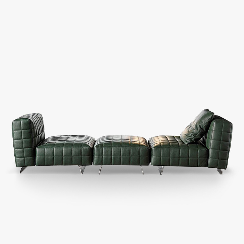 Minimalist tofu-block checkered sofa, matte leather designer model, matte fabric living room modular square sofa.