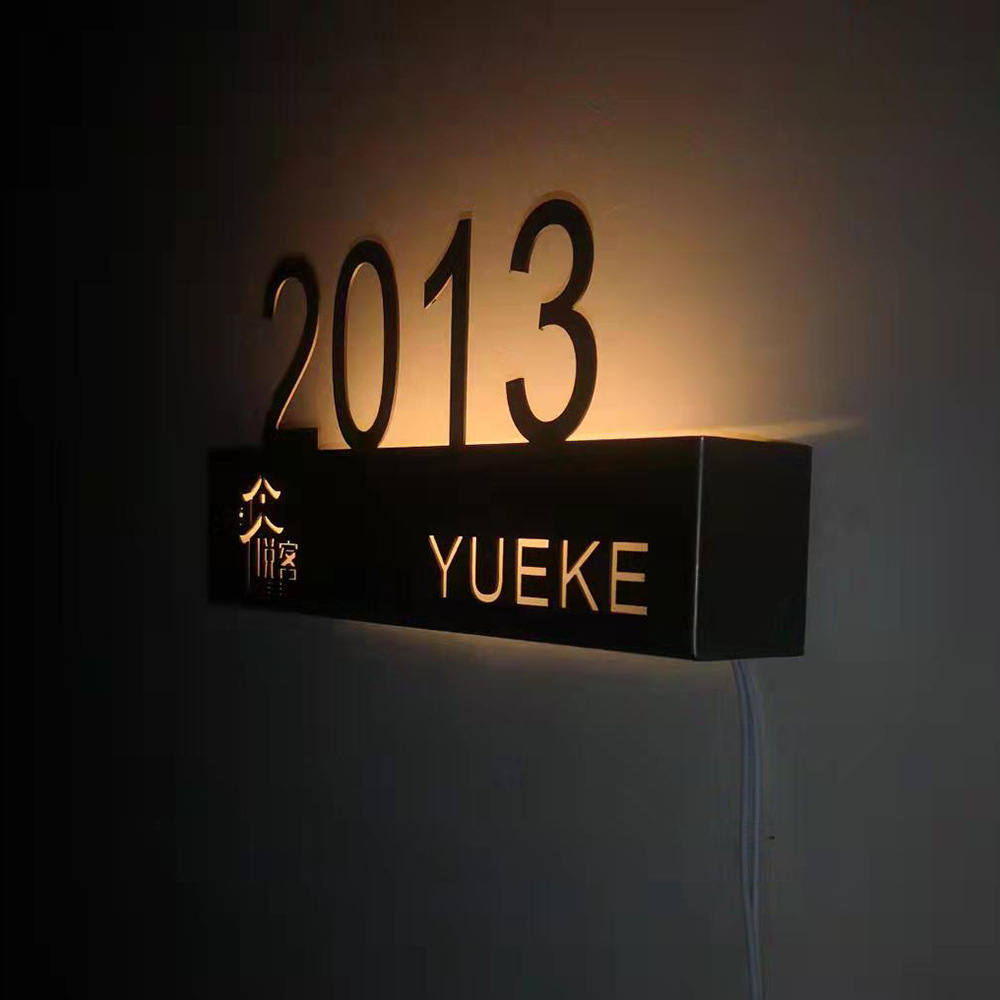 不锈钢会所房间牌 客房房间号 不锈钢倒影灯牌 个性房号