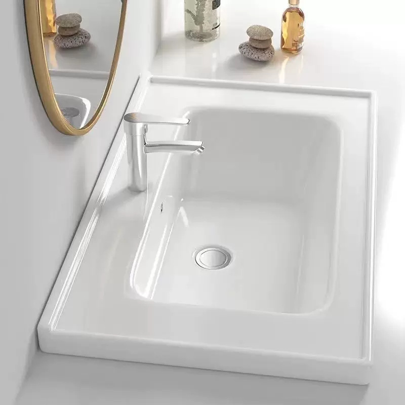 Bathroom Cabinet Factory Special Middle Side Basin Ceramic Integrated Basin Chaozhou Wash Basin Factory Direct Supply Engineering Bathroom Cabinet Single Basin