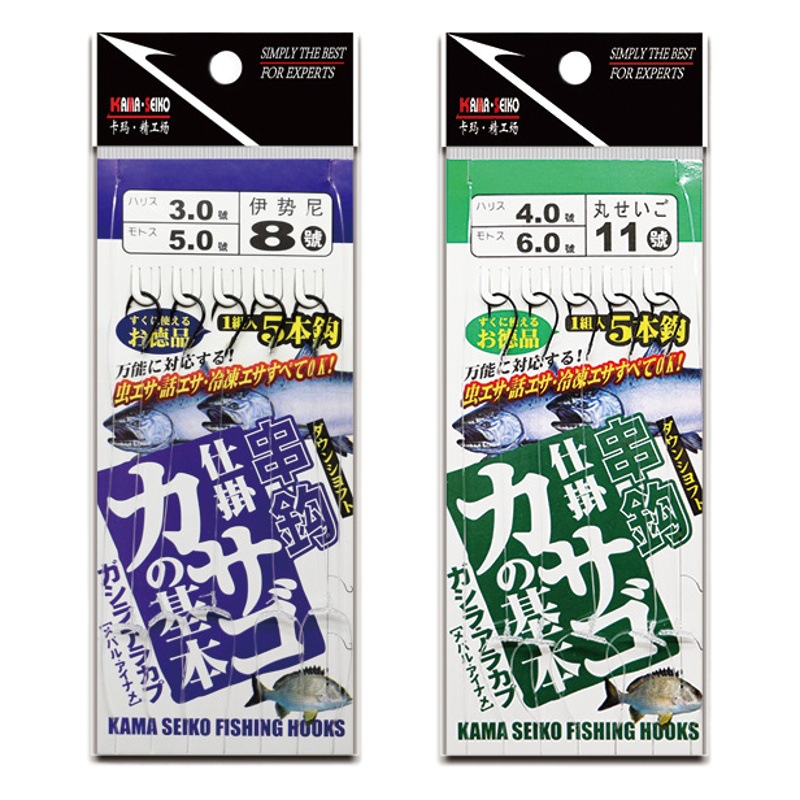T-knot 5 string hook fishing group finished product Ishni Marushi Izu crooked mouth fishing hook has barbed anti-winding string hook