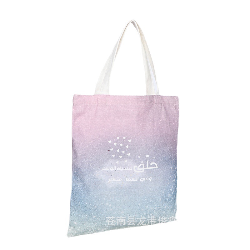 Verano estilo coreano fresco estudiante bolsa de lona portátil de gran capacidad bolsa de compras a todo color impresión bolsa de algodón al por mayor