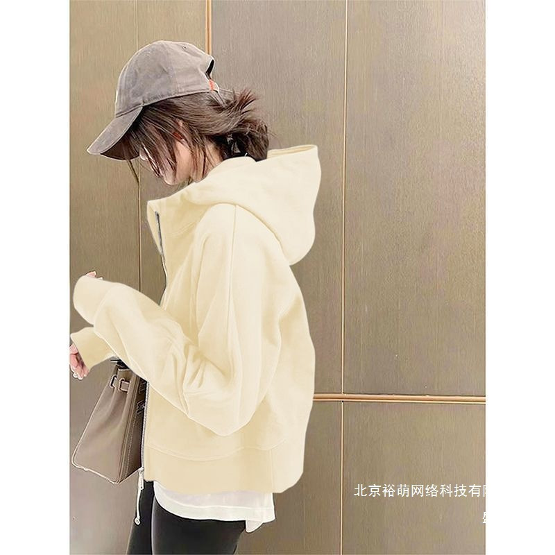 厂家直销初早秋卫衣薄外套女2025新款秋冬季短款连帽拉链休闲开衫|undefined