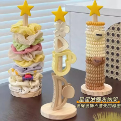 星星发圈收纳展示架大肠发圈实木置物架收纳头绳鲨鱼夹头花发饰