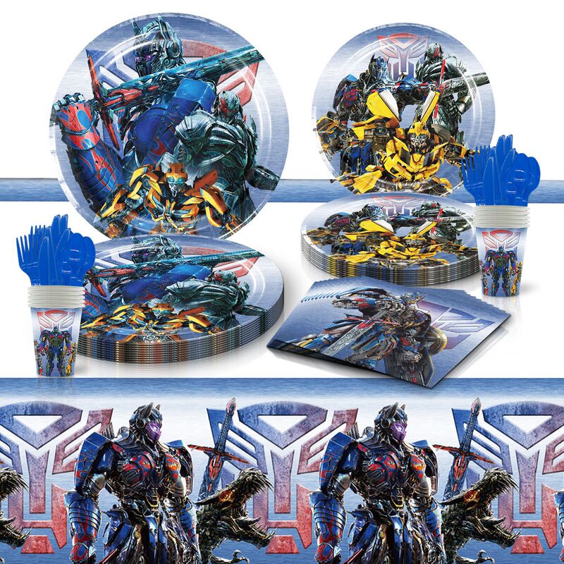 King Kong Children's deformation robot party paper plate tissue paper cup Optimus Prime bumblebee disposable tableware suit
