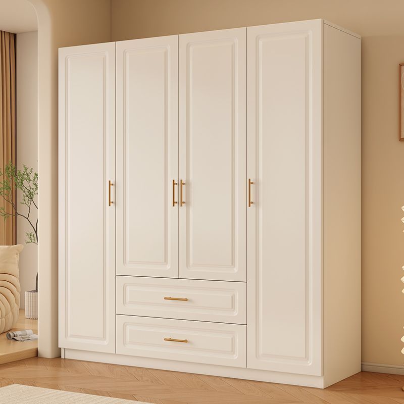 Solid Wood Wardrobe Bedroom Home Children's Large Wardrobe Simple Rental Room Cream Style New Living Room Cabinet Hanging Wardrobe