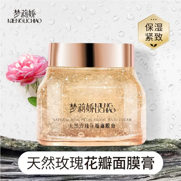 Menglijiao Natural Rose Petal Mask Cream, Smear-On Moisturizing, Anti-Wrinkle, Firming, Sleep-Free Leave-On Mask 150g