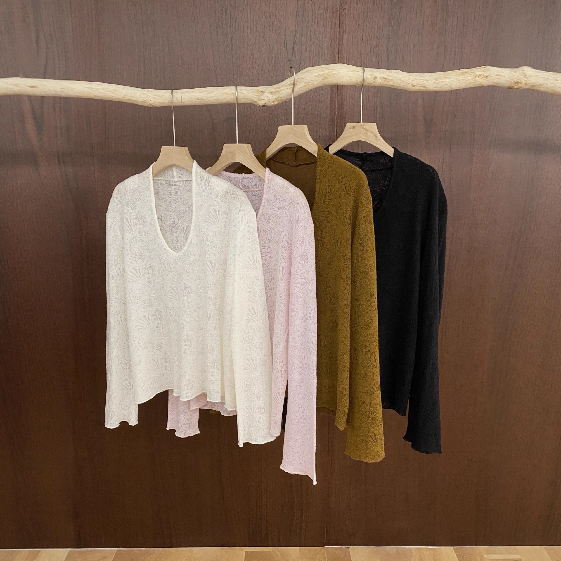 Jm25-8016 Wool Deep U-Neck Jacquard Autum Top Slimming Look Versatile Bottoming Shirt Wholesale Price Direct Supply