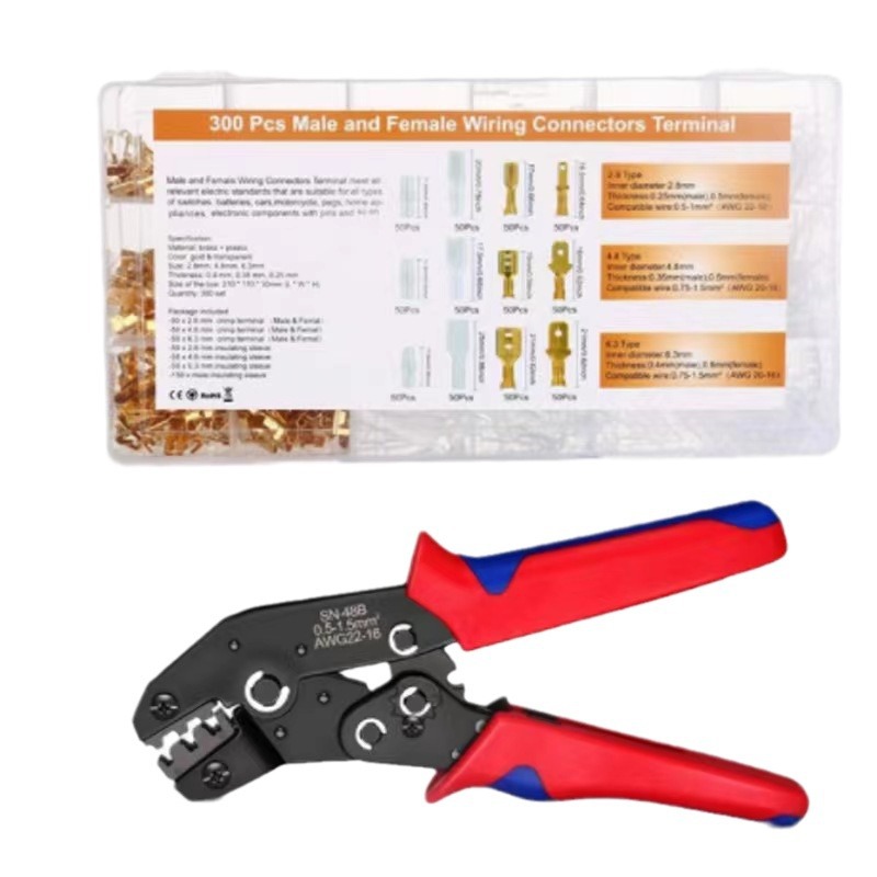 SN58B Muelle de inserción combinado 600PCS Muelle de inserción Alicates de sujeción de terminales prensados en frío Alicates de sujeción de terminales