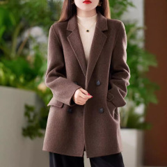 両面ヤク毛コート レディース 2025秋冬新作 スーツ風 ゆったり ラフ 小柄さん向け 韓国風 ウールコート