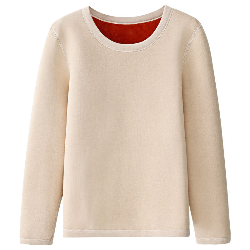 Ropa interior térmica de las mujeres de lana forrada gruesa camiseta de terciopelo calefacción otoño ropa pantalones largos traje cuello redondo térmica de las mujeres