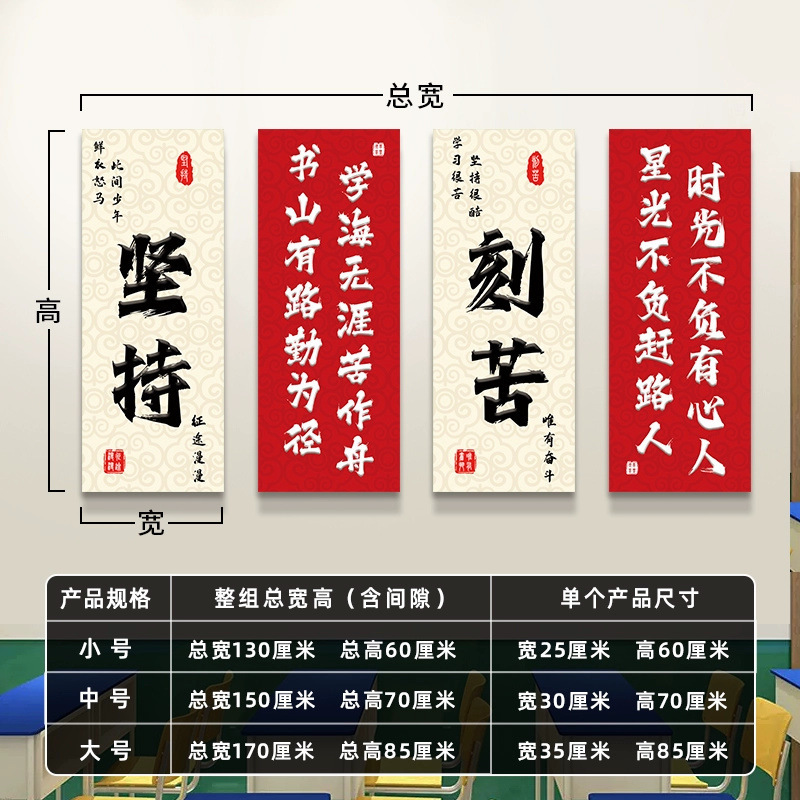 乘风破浪初中考班级文化墙贴学校教室布置高中学生励志标语装饰画|undefined