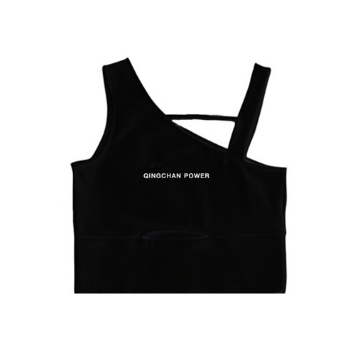 European and American letter printed fitness vest for women with chest pad and sports style vest running top and yoga wear outside