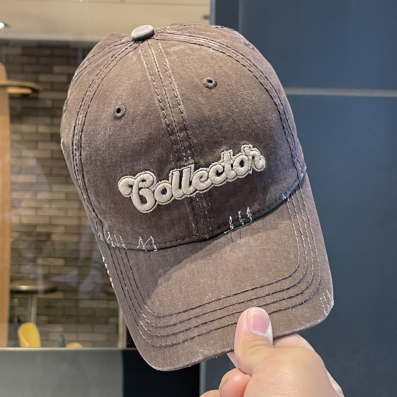 Retro americano viejo sombrero de béisbol primavera y verano personalidad letras bordadas moda versátil cara gorra de lengua de pato