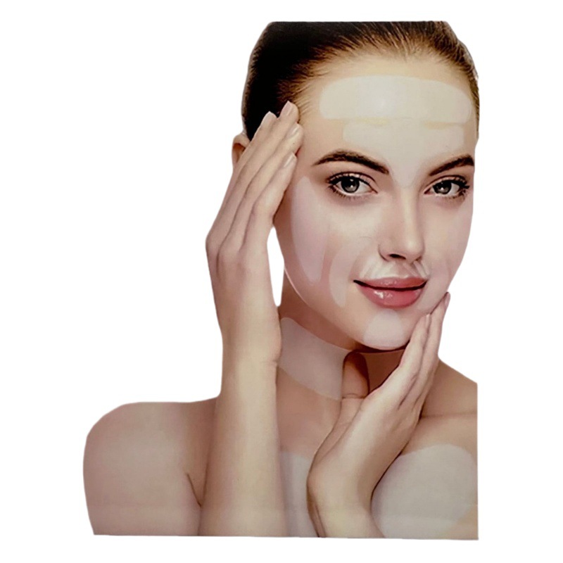 Pegatinas de frente antiarrugas de silicona de fábrica Pegatinas de cara de 11 piezas con embalaje de caja de color Pegatinas de cuello Pegatinas de barbilla Levantamiento y apriete