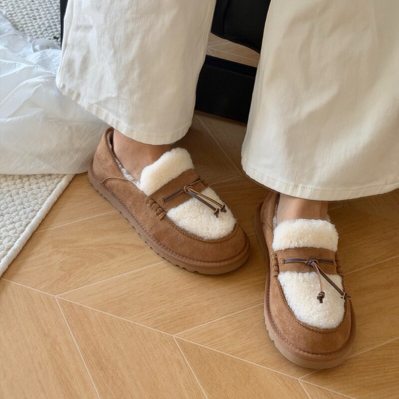 Henan Sangpo snow boots 2026 new style slip-on shallow-toe Zola loafers warm and comfortable retro lazy shoes