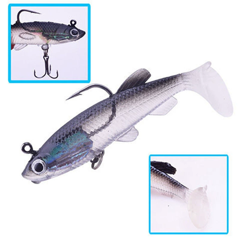 Luya His Knife Bait Big T -Tail Soft Bait Pack Fishing Fishing Sea Bass Countering Soft Worm Bay Smoking Lead Head Hook Set