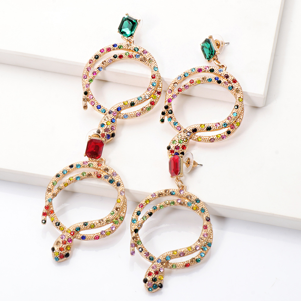 Fashion Inlaid Diamonds Long Snake Earrings Wholesale display picture 11