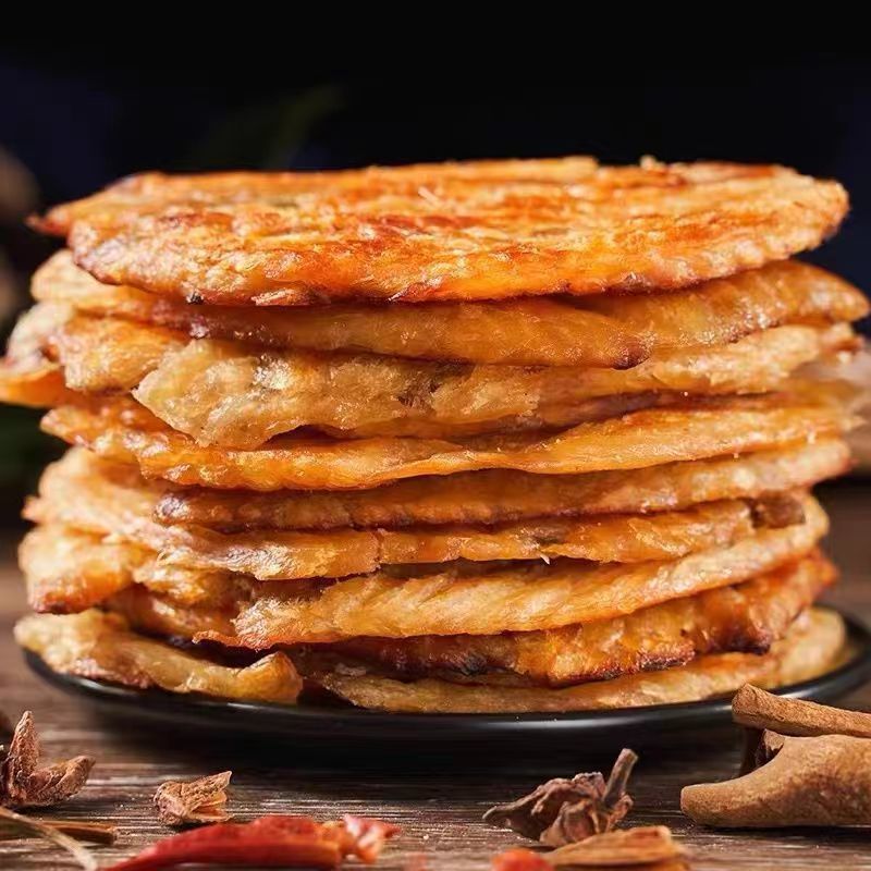 大连特产烤鱼片现烤碳烤鳕鱼圆片鲜烤鱼干即食休闲手撕小零食小吃