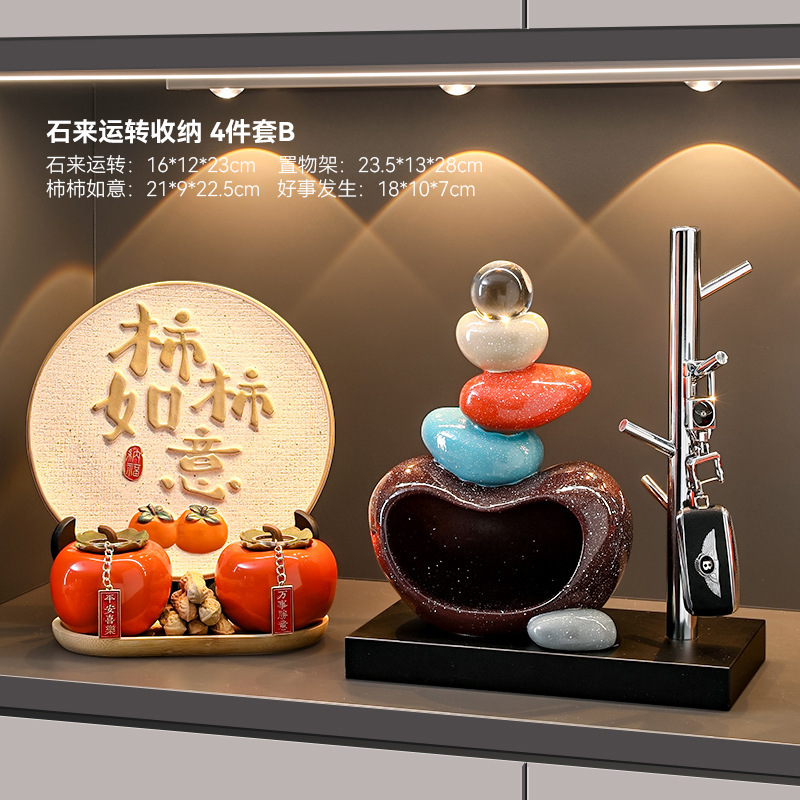 石头来运转招财猫流沙画摆件入户玄关电视柜客厅装饰品创意礼品|undefined