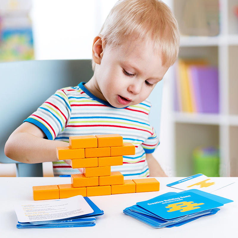 Bloques de construcción creativos para bebés de educación temprana puzzles divertidos pieza de pieza de pieza de pieza Juguetes de madera de entrenamiento de pensamiento