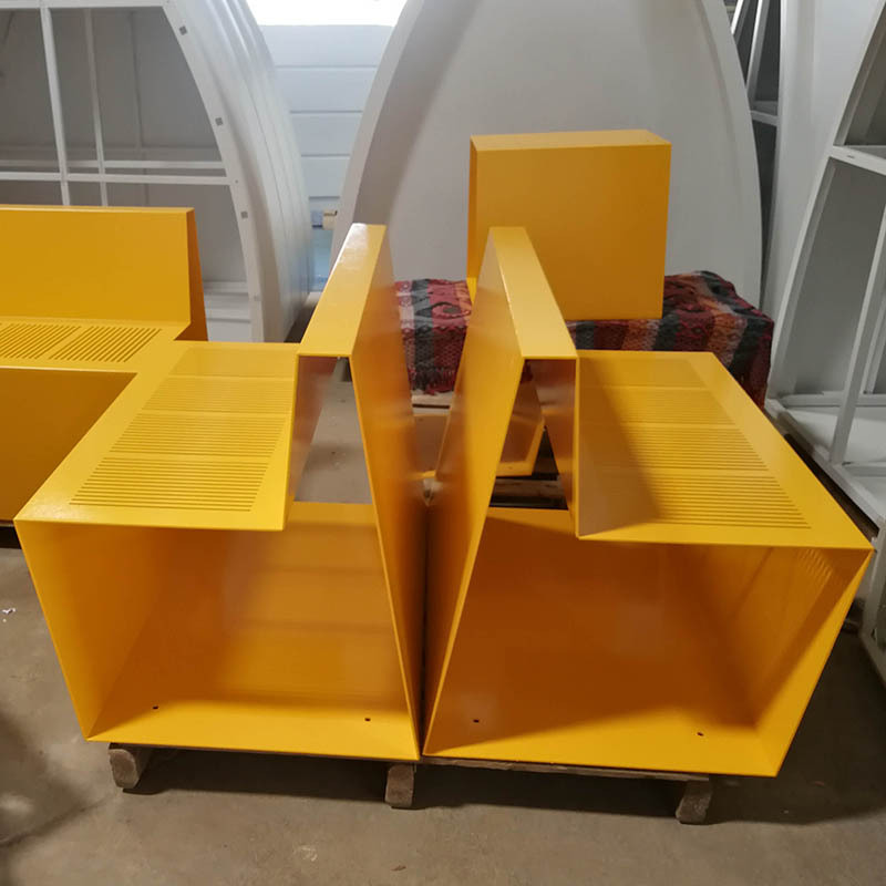 定做园林不锈钢靠背长凳 休闲区烤漆凳子|ru