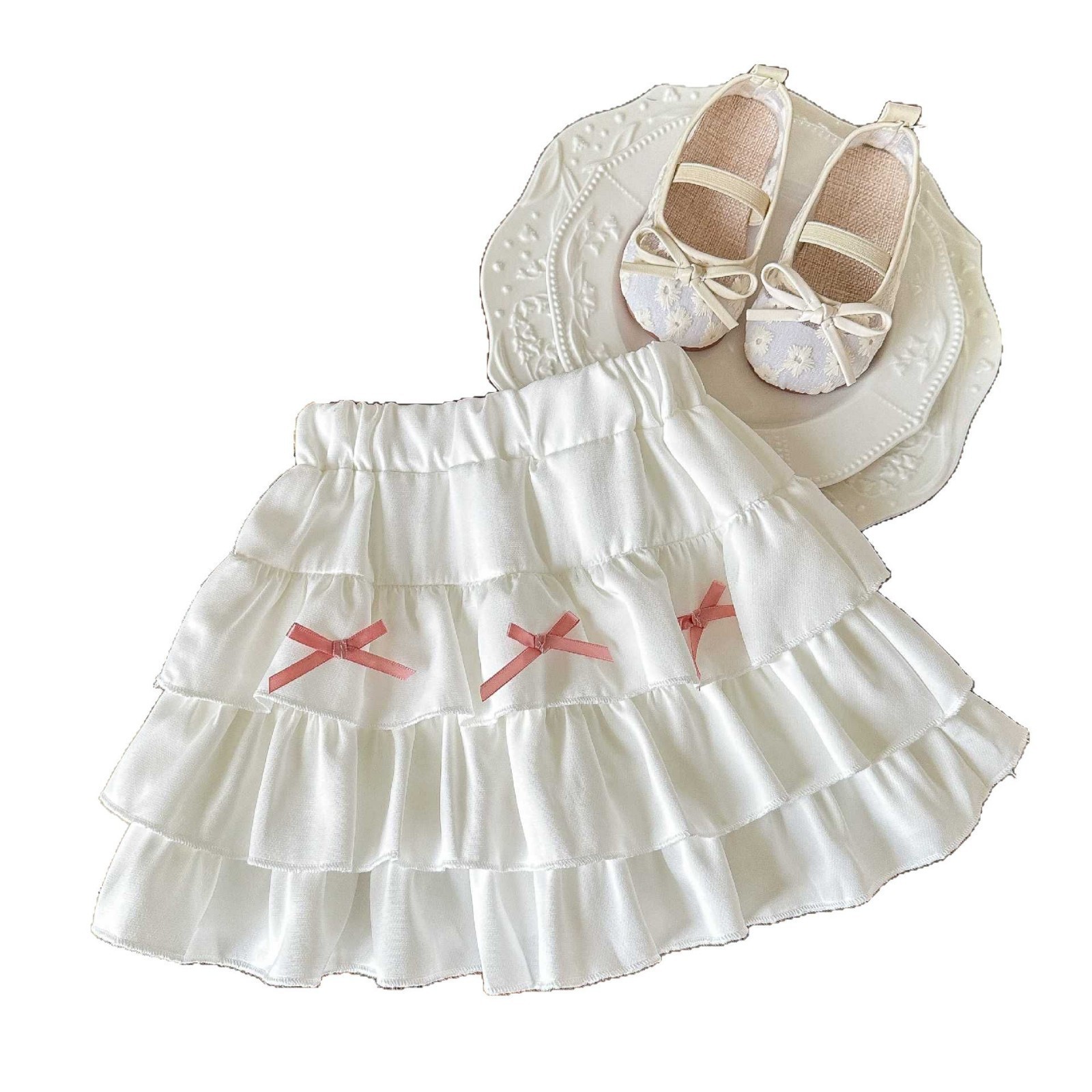 Falda de pastel de niña de artefacto de todo fósforo, pantalones de todo fósforo de estilo occidental de verano, pantalones de falda de color sólido de verano, bebé femenino