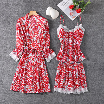 2021 Spring and summer new pattern camisole shorts pajamas suit Cartoon Wave girl Thin section Borneol Home Furnishings