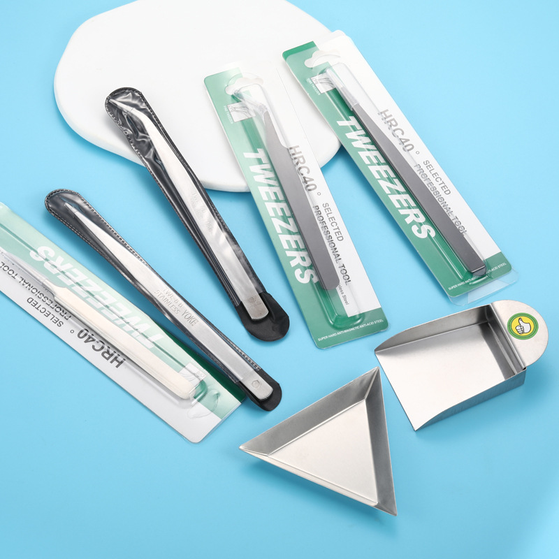 不锈钢防静电多功能镊子 家用弯头尖头挑毛美甲夹手账工具夹子X10