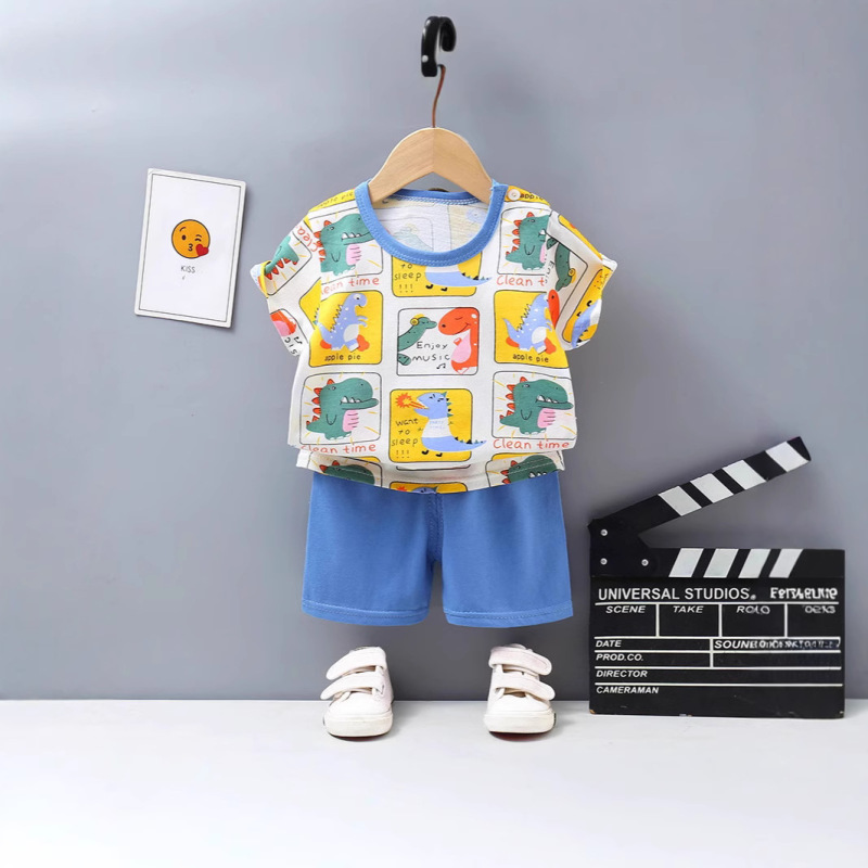 Children's Short-Sleeved Suit Pure Cotton Summer New Korean Style Boys' Shorts Thin Kidsren's Clothing Girls Summer Baby Clothes Children's Short-Sleeved Suit Pure Cotton Summer New Korean Style Boys' Shorts Thin Kidsren's Clothing Girls Summer Baby Clothes