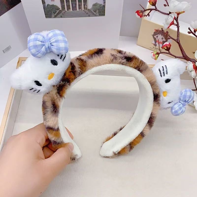 可爱猫猫毛绒豹纹发箍洗脸化妆敷面膜专用卡通头箍发卡发饰女|undefined