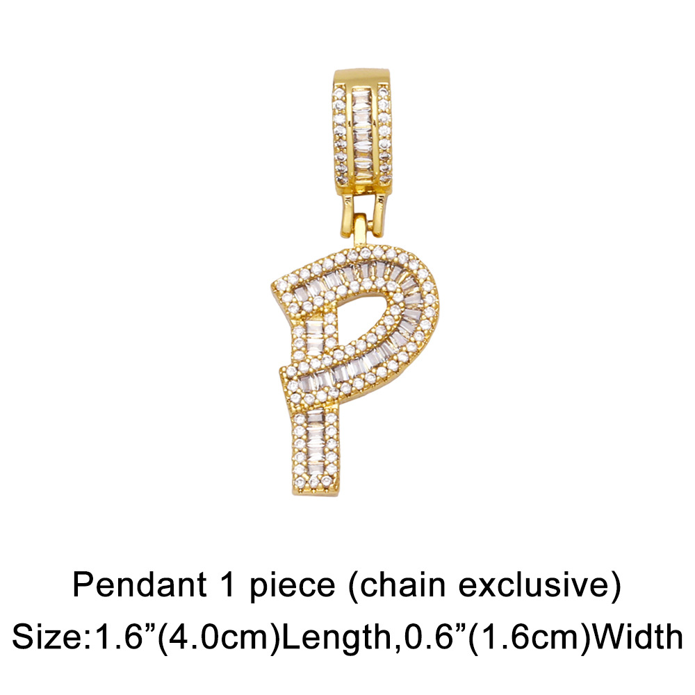 15g Weight 18K Gold Plated Plating Material Necklace Classification Wedding Occasion Copper Material Geometric, Letter Pattern Unisex Gender Fashion Style Fashion Zircon Letter Hip Hop Men's And Women's Copper Necklace 14