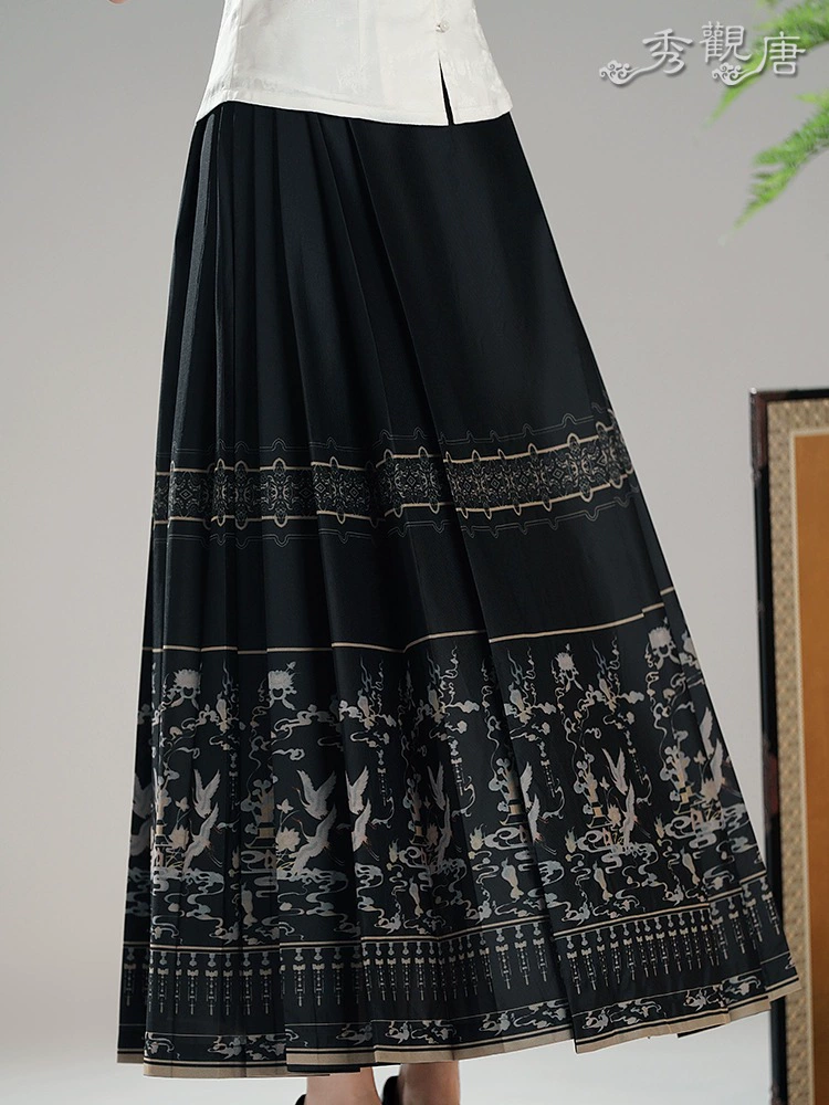 Xiu Guan Tang He Dance 2025, летняя новая юбка Mamian в китайском стиле в национальном стиле, элегантная универсальная полуюбка в стиле ретро.