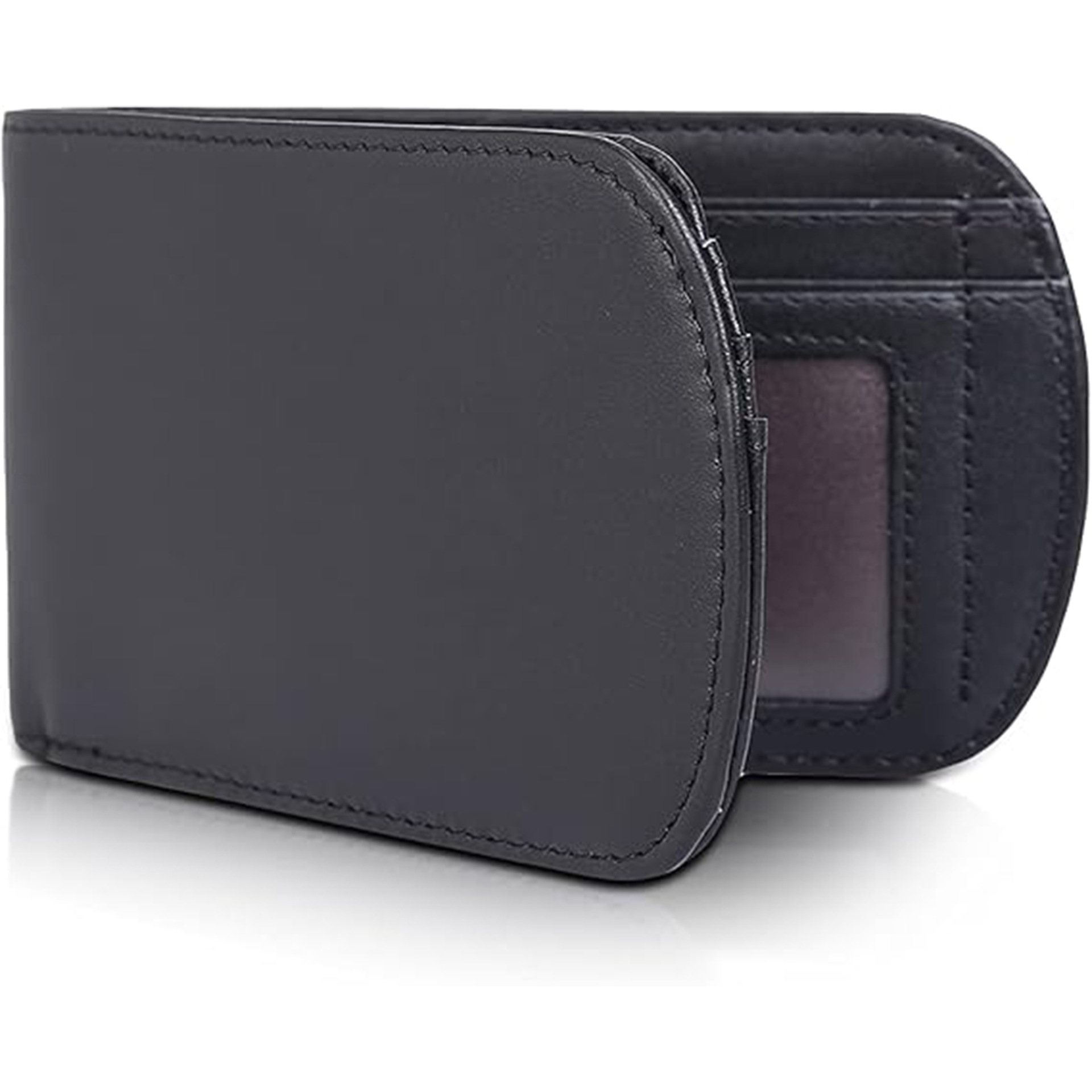 Amazon retro Crazy Horse cuero bolso RFID cepillo antirrobo clip de dólar ultra delgado doble billetera de cuero para hombres