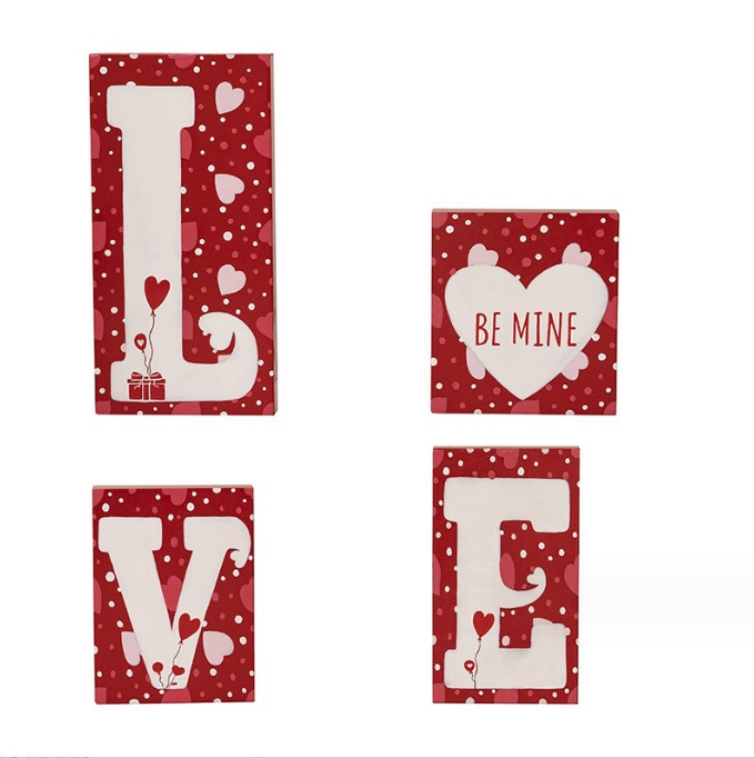 Nueva decoración del Día de San Valentín AMOR artesanía de madera de escritorio sala de estar decoración romántica