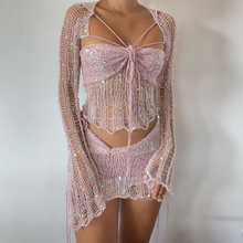 Bead knit sweater three piece set��Ƭᘿ�ë�����������b