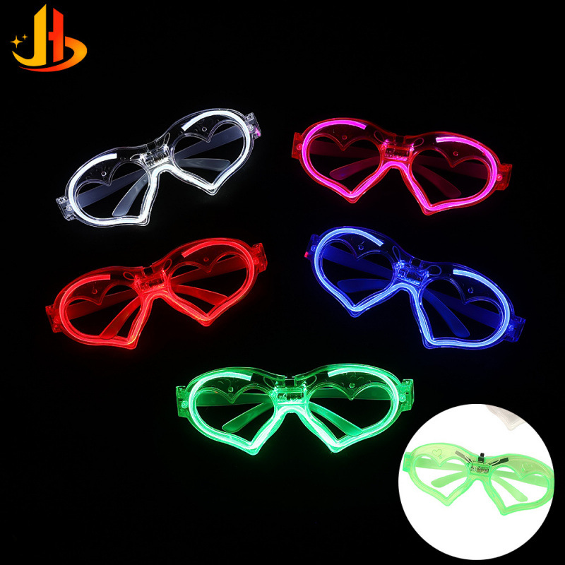 LED iluminado amor gafas de fiesta atmósfera luminosa props amor gafas de luz fría luminosa juguetes al por mayor